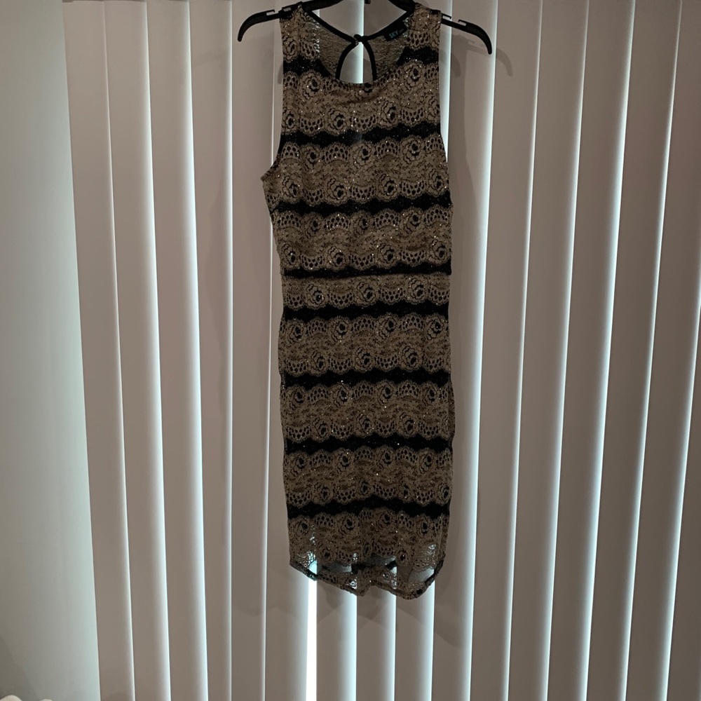Gorgeous glittery champagne and black laced dress